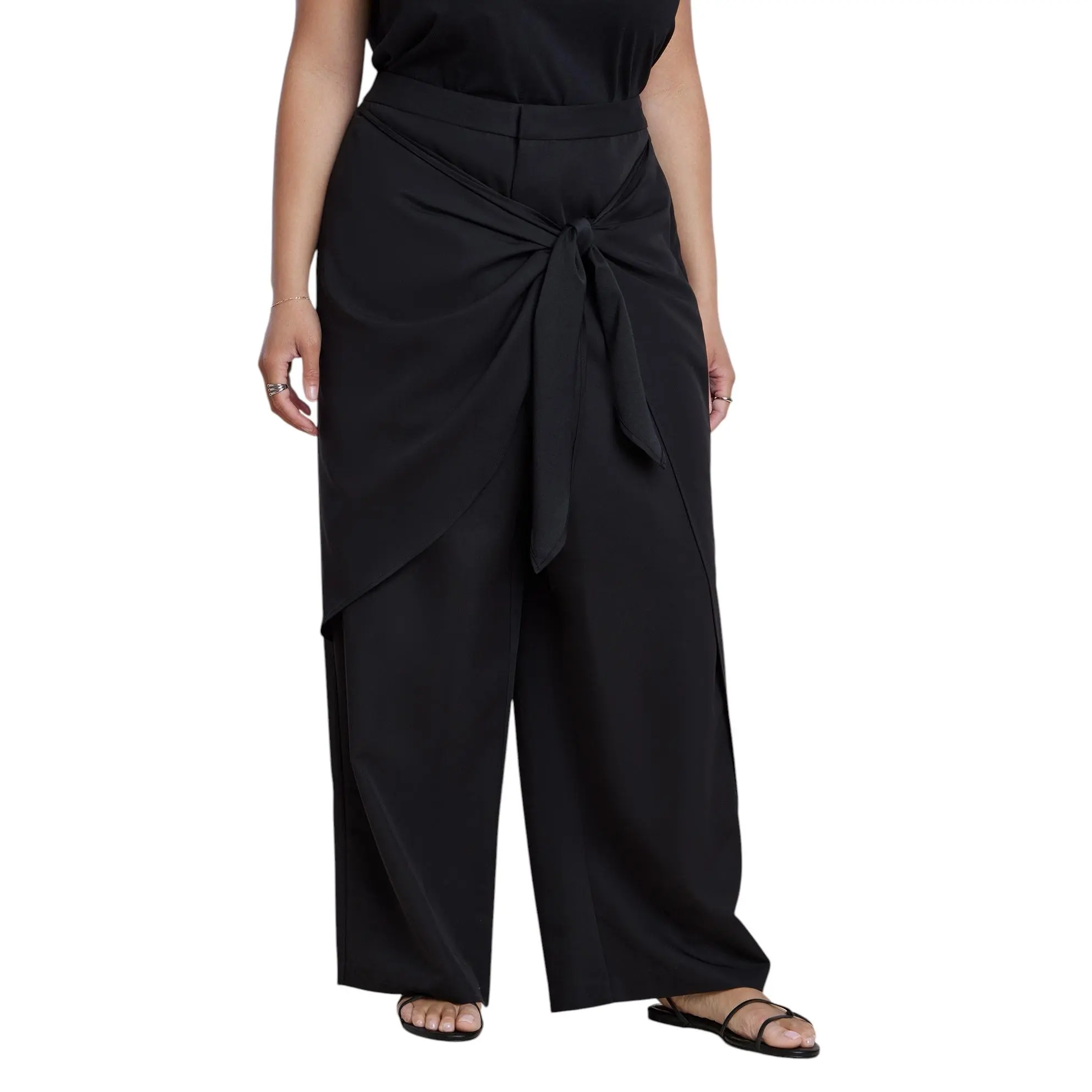 ELOQUII Women's Plus Size Wrap Detail Trouser