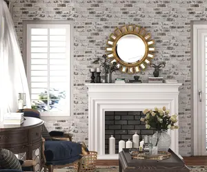 3D Brick Peel and Stick Wallpaper – 17.3"x78.8" Grey and White Removable Self-Adhesive Contact Paper, Vintage Textured Vinyl Wall Covering for Fireplace, Kitchen, and Home Décor