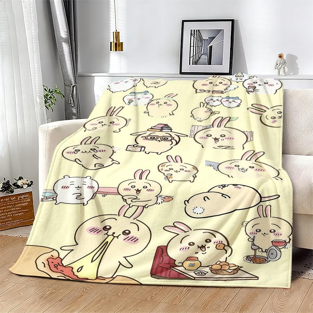 Countdown Sale! Kawaii Chiikawa Rabbit Doodle Blanket – Cozy Fluffy Plush for Cute Aesthetic Lovers  Soft & Cuddly Gift to Wrap Your Loved Ones in Cuteness Fluffy Plush for Lazy Days, Anime Marathons & Snuggles Suitable for all four seasons