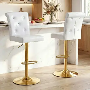 28-36" Adjustable Seat Height Bar Stools Set of 2,RetroFaux Crocodile Leather,Swivel Counter Height Bar stool with Leather Cushion&Backrest, Metal Leg Kitchen Island Chairs for Restaurant, Dining Room
