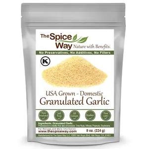 The Spice Way Granulated Garlic - Domestic, Kosher Seasoning ,US Grown Resealable Bag Flavor Natural Powder