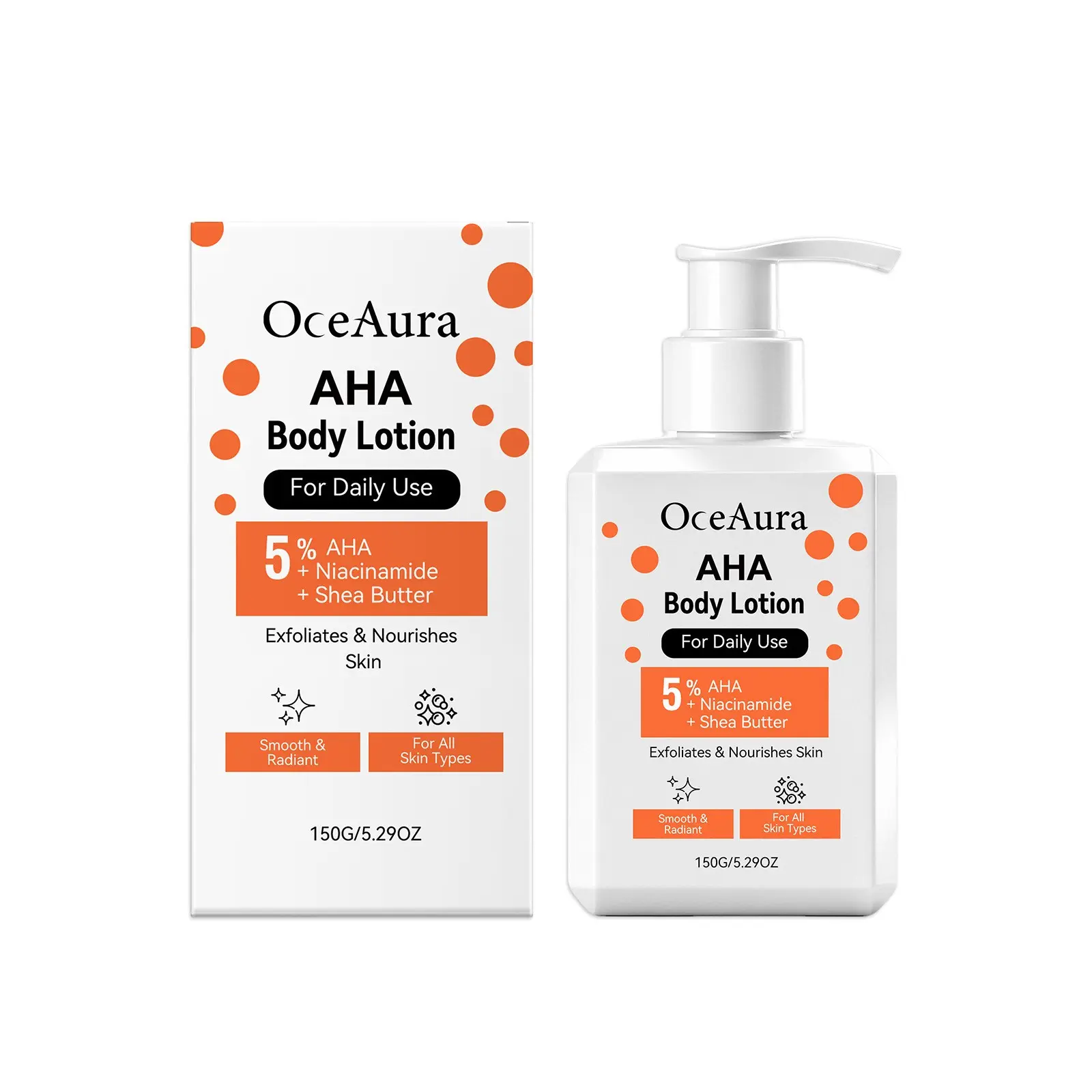5% Aha Body Lotion, 150g, Niacinamide, Moisturizing Smooth, Hydrating, Brightening Skin, Daily Body Care, Suitable for All Skin Types, Moisturizer
