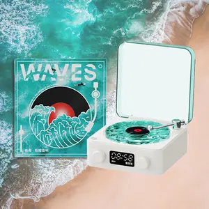 Waves Vinyl Bluetooth Speaker,Vintage Waves VinyBluetooth Speaker,Portable Chargeable Vinyi Record Player with Adjustable Lights,Trippy Accessories for Bedroom,Bedroom Appliances,Birthday,Anniversary Gift for Girfriend Boyfriend Friend Summer Gift