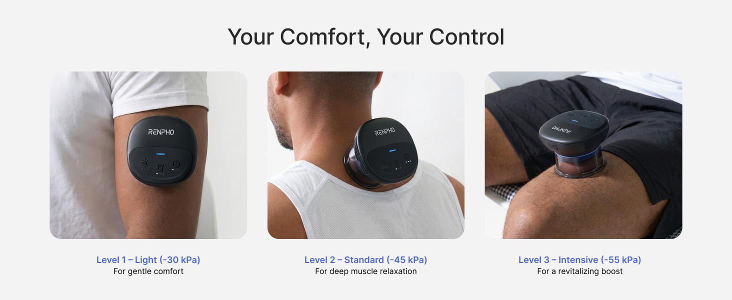 RENPHO Emberace Cup Smart Cupping Massager with 3 Suction Levels up to -55KPa and 850nm Infrared Heating, Rechargeable Massage Device with 70 min Runtime, Multi-Device Sync, 3 Heads & Storage Pouch