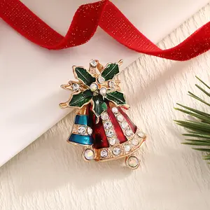 5-Piece Christmas Brooch Set, 3D Glitter Rhinestone Ornaments: Bell, Reindeer, Tree, Boot, Gift Box | for Hat, Scarf, Sweater, Stocking Stuffers | Elegant Gift Box Packaging,christmas gifts for gf
