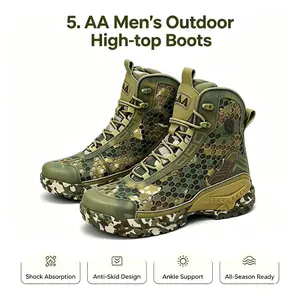 5.AA Men's All-Season Tactical Hiking Boots, High-Top Suede Mesh Outdoor Footwear with Wide Toe, Lightweight & Non-Slip Soles