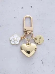 Heart & Flower Design Car Key Chain, Fashionable Key Ring for Women & Men, Keychain for Car, Key, Trendy All-match & Exquisite Keychain Jewelry for Birthday Gift