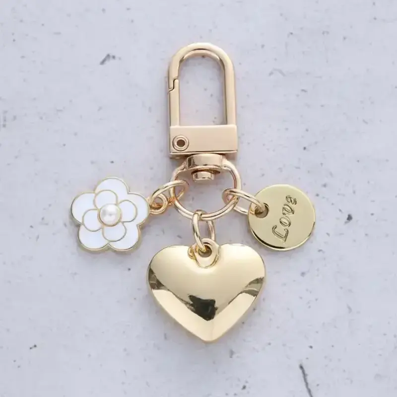 Mother's Day Gift Heart & Flower Design Car Key Chain, Key Ring for Women & Men, Keychain for Car, Heart Shaped Keychain for Birthday Gift, Alloy Keychain, Love Keychain, Heart Keychains