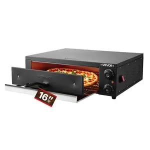 VEVOR Electric Pizza Oven, 16 in Countertop Pizza Oven, 77 to 572F Temp Range, 1750W Indoor Pizzas Maker w/Timing Temp Control, Pizzas Cooker w/Dual Heat Tube, Grill Rack, for Kitchen Commercial