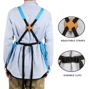 Garden Apron - Cross Back Gardening Apron With Pockets For Women & Men |   Harvest Apron with Large Kangaroo Pouch-