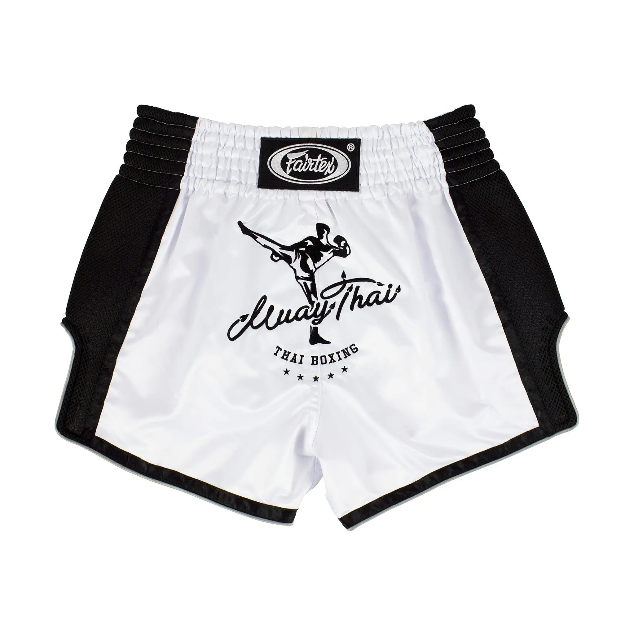 Fairtex BS1707 White Slim Cut Muay Thai Boxing Short, Elastic Waist Shorts, Athletic Wear Shorts