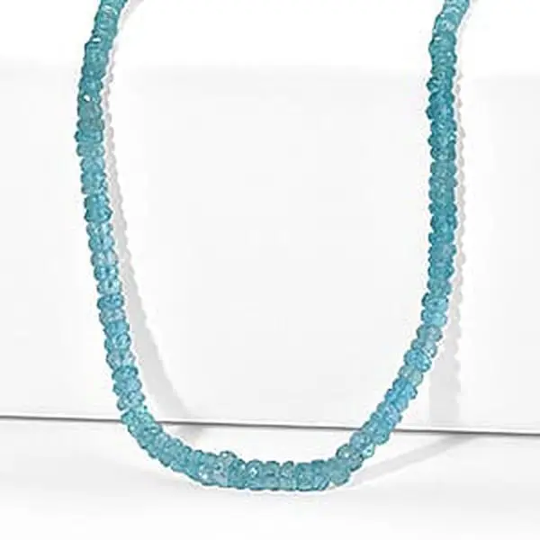 D'Joy Premium Betroka Blue Apatite Beaded Necklace (18 Inches) in Rhodium Over Sterling Silver 75.00 ctw