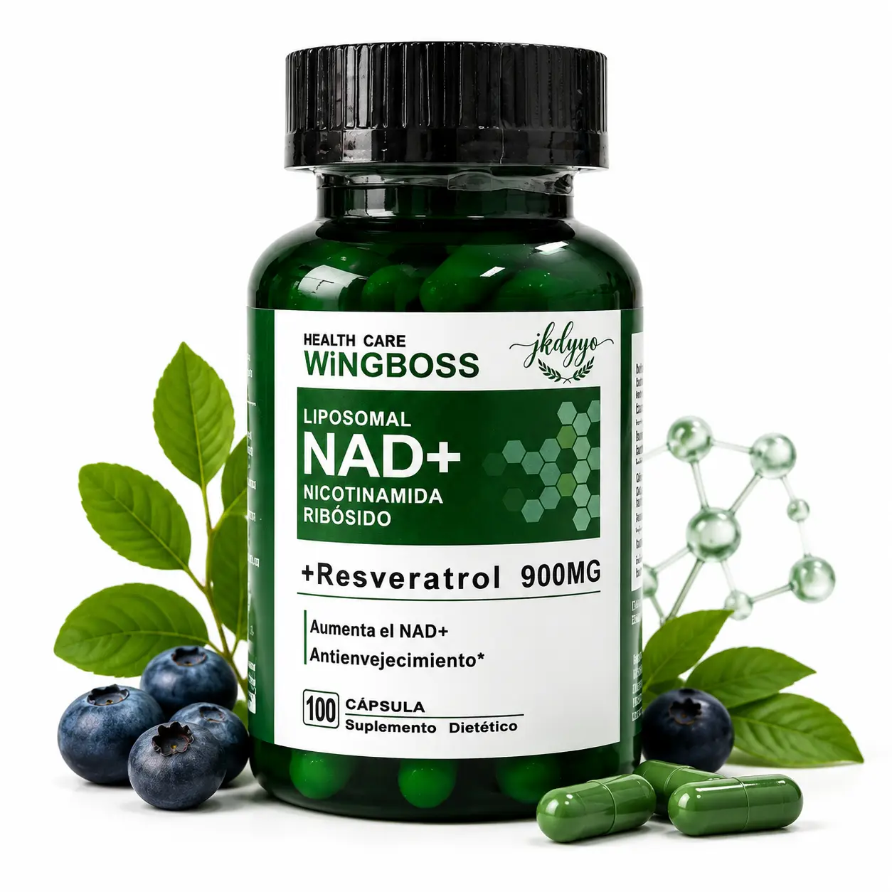 NAD+Antioxidant Vitamin Dietary Supplement Capsules with Nicotinamide,TMG,Resveratrol - 500mg Adult Healthcare Daily Wellness Formula, 60 Count Bottle, Energy Boost, Health Support Antioxidants Nutritional Supplements