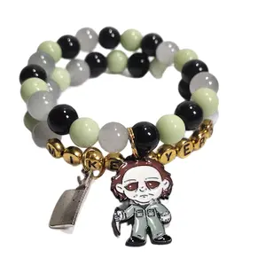 Sowell Creations Michael Myers Halloween Bracelet Set of 2 Glow in the Dark Jewelry TikTok Shop Cute Handmade Accessories