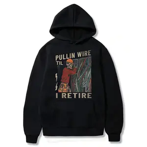 Pullin Wire Til I Retire Hoodie, Retirement Celebration Shirt,Skeleton Electrician Vintage Shirt,Electrician Retirement Shirt,Electrician Job