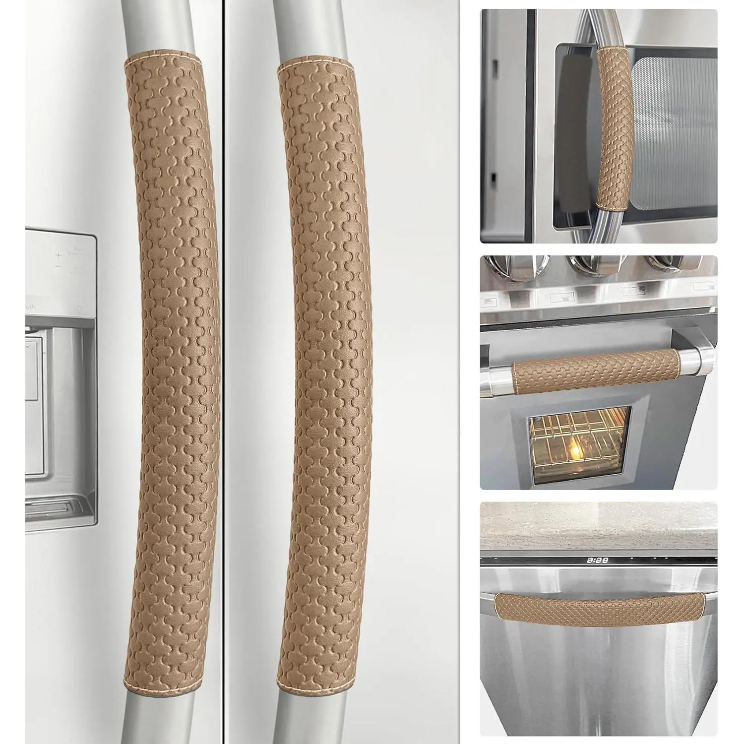Refrigerator Door Handle Covers, Set of 5, Performance Appliance Handle Covers, Non-Slip Fridge Door Handle Covers, Keep Your Kitchen Clean, Microwave Oven Dishwasher door Handle Protectors(Brown)