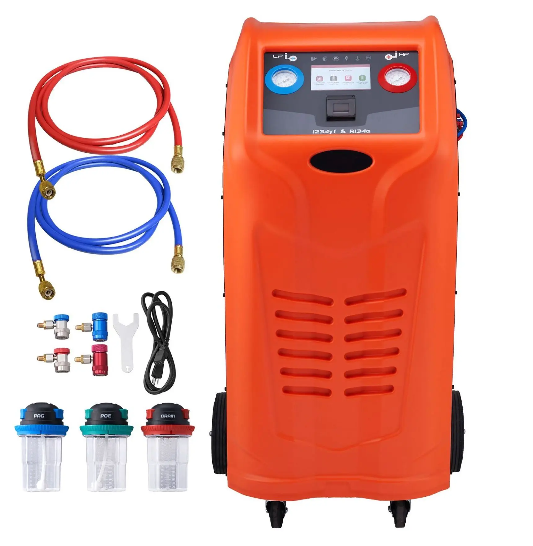 Refrigerant Recovery Machine R134A/R1234YF - AC Recovery Kit with Electronic Scale & Compressor - HVAC Recovery Machine, Dual Cylinder, Automated All-in-One