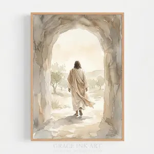 Jesus Christ Resurrected, Easter Painting, Jesus Christ Leaving The Tomb, He is Risen, Jesus Alive, Christian LDS Wall Art, Ressurection