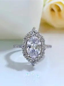 2CT Marquise CZ Engagement Ring Oval Halo Wedding Band Size5-10 Anniversary Gift for Women Wife Girlfriend