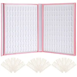 2 Pack 216 Colors Nail Display Book, Nail Gel Polish Display Chart with 480 Nail Tips, Nail Polish Sample Display Book for Nail Salon and Nail Painting Practice, No Need Glue