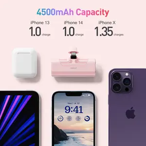 iWALK Small Portable Charger 4500mAh Ultra-Compact Power Bank Cute Battery Pack Compatible with iPhone 14/14 Pro Max/13/13 Pro Max/12/12 Pro Max/11 Pro/XS Max/XR/X/8/7/6/Plus Airpods and Black