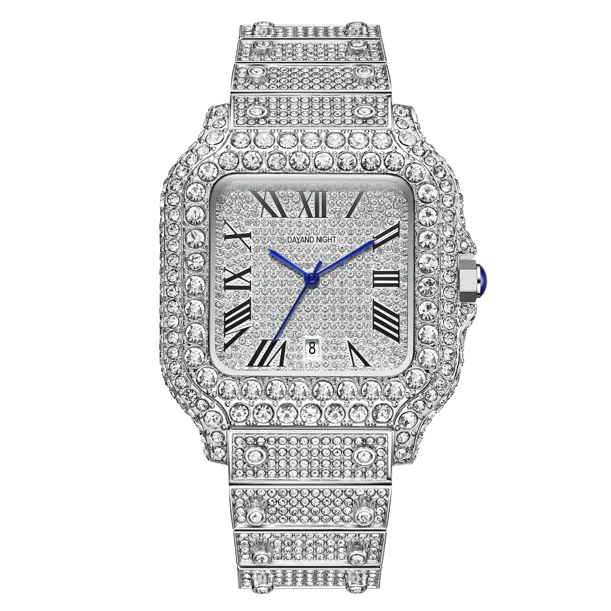 Silver – White Diamonds – Black Roman Numerals