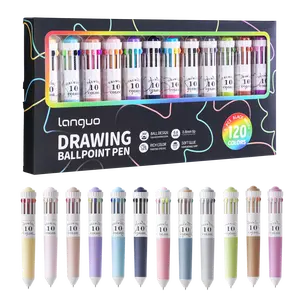 12 Park Multicolor Pens, 10-in-1 Colored Ballpoint Pen, 0.8mm Fine Point Smooth Writing, Retractable Ballpoint Pens for Office School Students Children