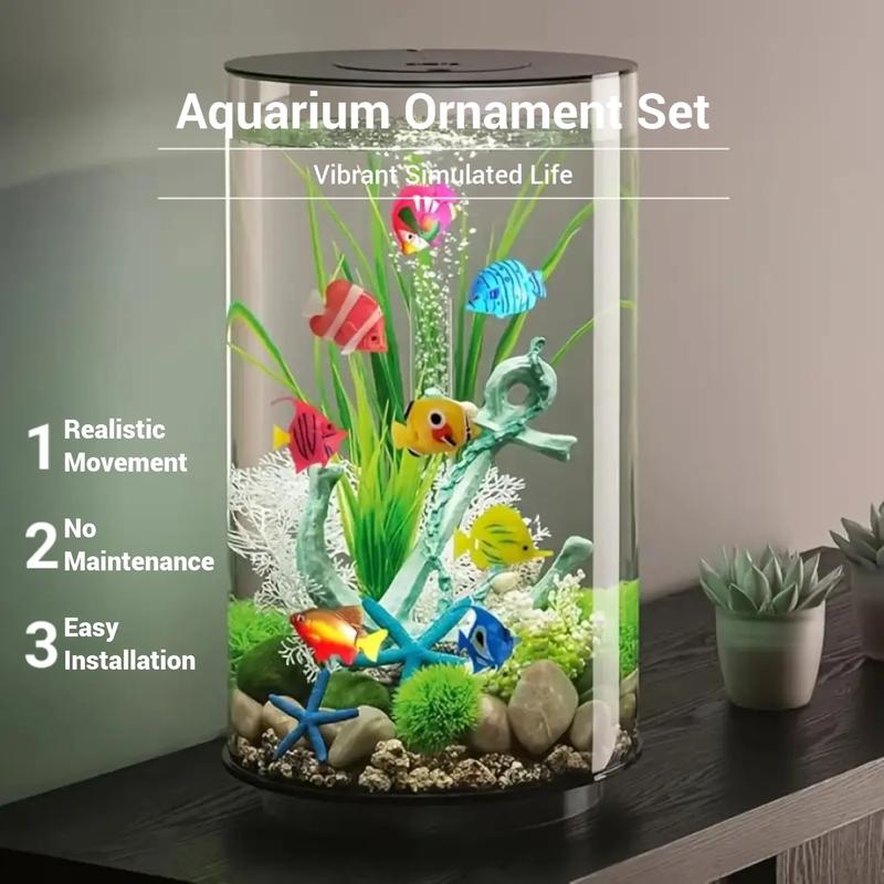 Random Color & Styles Artificial Fish Tank Decoration, 6 Counts Simulation Floating Fish, Aquarium Landscape Decorations, Aquarium Building Set