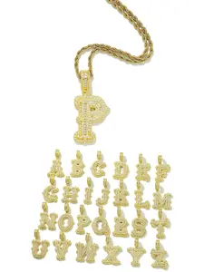 Letter Pendant Necklace, Rhinestone Decor Necklace for Party, Daily Clothing Decor, Trendy All-match & Exquisite Jewelry for Birthday Gift