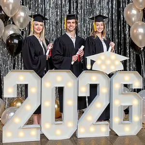 2.3ft Class of 2026 Light Up Numbers Graduation Decorations Large Marquee Letters with Lights Giant Jumbo Foam Board Lighted Sign Big Grad Mosaic 2.3 Feet Tall High School College Party Prom Decor