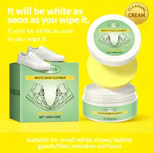White Shoe Cleaner Cream Multipurpose No-Wash Solid Comes with Sponge Removes Stains Ideal for Leather Silicone Car Interiors Mild Non-Irritating Eco-Friendly -FF