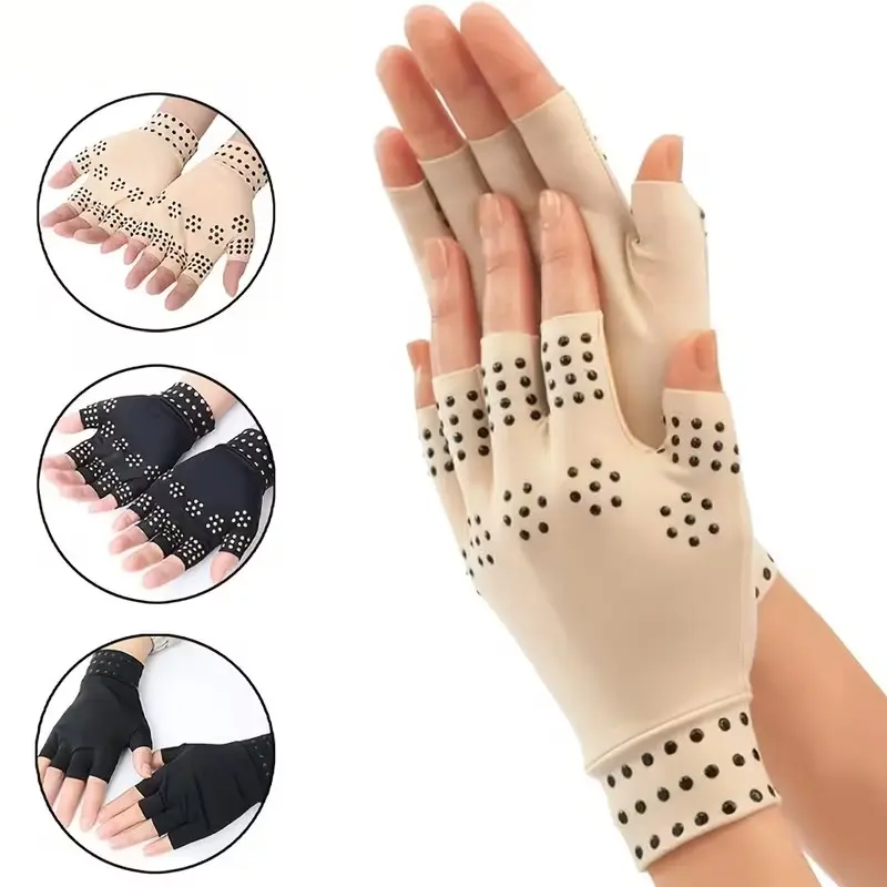 Arthritis Gloves - Magnetic Anti-Arthritis Fingerless Design Health Therapy Gloves Copper Infused Arthritis Gloves, Compression Therapy for Women and Men, Compression Support, Arthritis Relief, Copper Infusion
