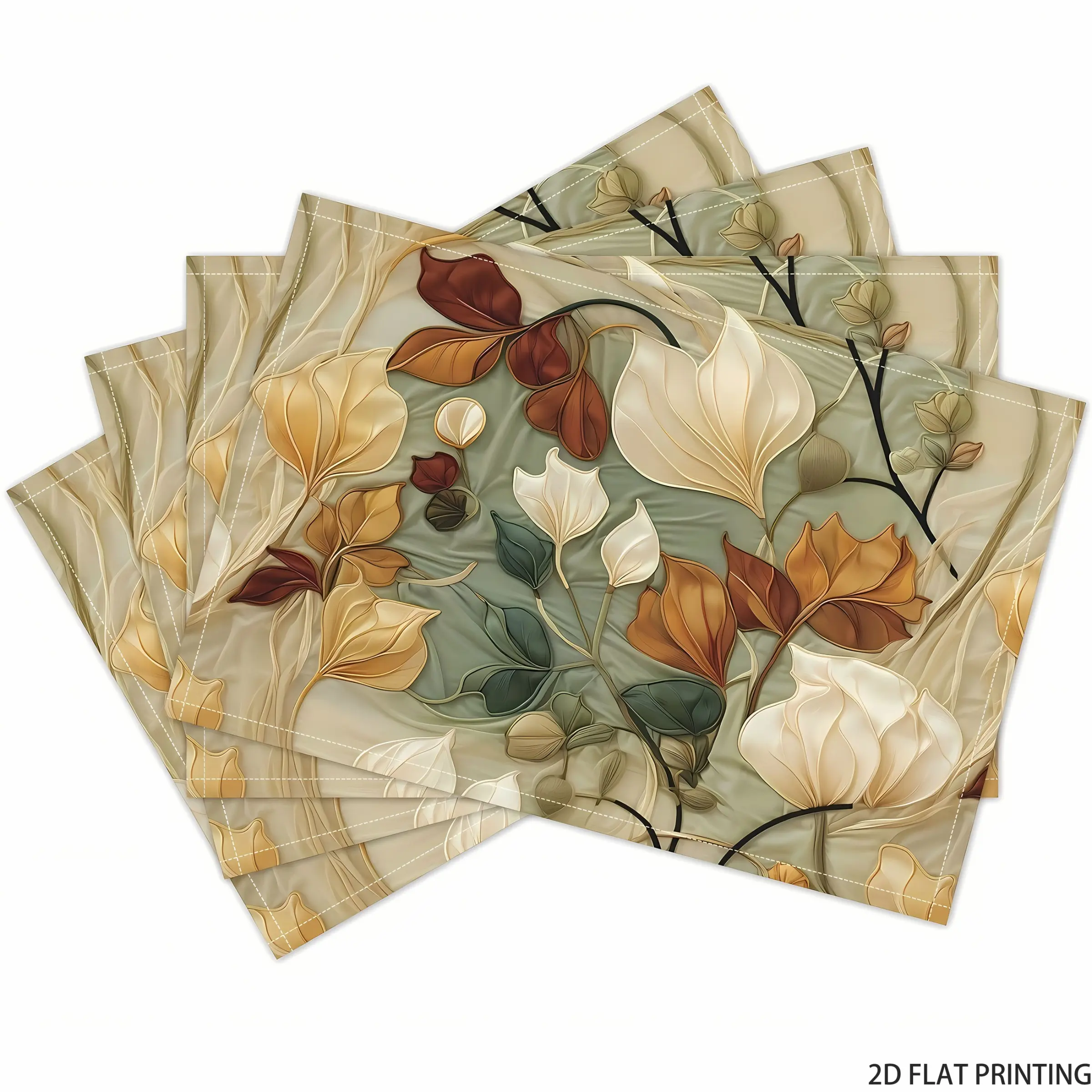 2D flat printing, 2-piece/4-piece/6-piece/8-piece floral pattern placemats, Household Placemat, boho placemats set, kitchen aesthetic decoration, holiday decoration, suitable for home party decoration and dining table decoration