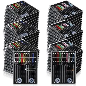 72 Boxes Mini Sewing Kit Bulk Easy Pre Threaded Needle Kit Travel Sewing Threaded Needle Holder Small Home Travel Box with Pin Button, Colors