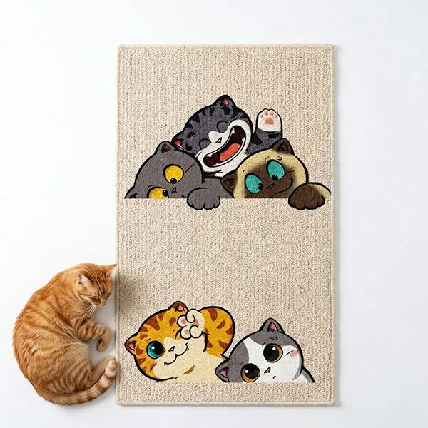 Cat Scratching Mat Pad, 19.69/23.62 x 39.37 Inch, High‑Density Loop Pile, Cooling Furniture Scratch Rug, For Indoor Summer Couch Floor Wall Application