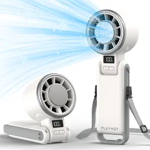 PLAYHOT Ice-Cooling Turbo Fan | 5-Speed Portable Handheld Fan – 12H Rechargeable Portable for Travel, Outdoor, Camping & Hiking White