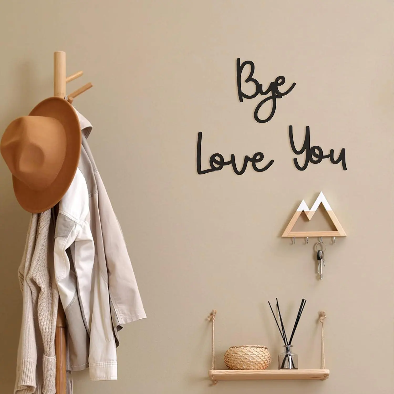 Love You Bye Wooden Wall Decor, Bohemian Style Design, 21.6 Inch, Home Decoration, Gift for Family and Lovers, Valentine's Day Art Gift, Artwork For Walls, Artistic