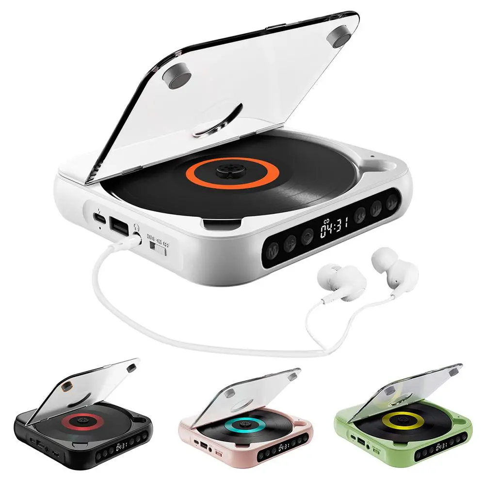 Portable Bluetooth compatible CD player, multi-function LED display rechargeable CD player, portable speaker for home, outdoor and car, CD music player, CD DVD player, Portable Media Player