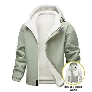 Men's Reversible Jacket with Hood — Warm quilted cotton, windproof fabric, versatile casual coat, essential for cold weather & everyday wear