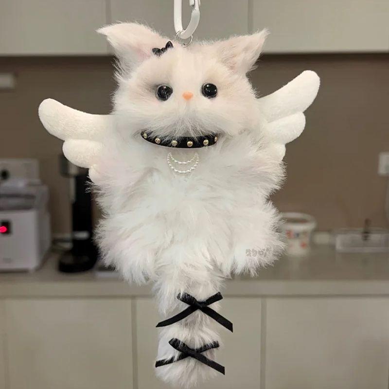 DIY Gothic Black Cat & Cute White Cat Keychain Craft Kit — Complete Handmade DIY Material Pack, featuring soft plush fabric; create adorable plush charms, Halloween Gifts, birthday gifts, Plush Bag Tag , Kawaii Car Keychains.