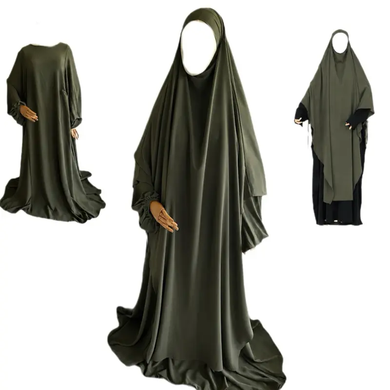 Lantern sleeve dress with long khimar Loose