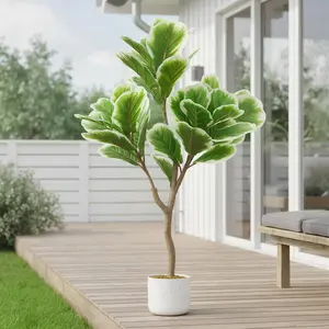 OUTGOODS Realistic Artificial Fiddle Leaf Fig Tree – 5FT Tall Faux Ficus Lyrata in Pot – Large Decorative Indoor Plant for Home, Office, Housewarming, Low Maintenance Greenery