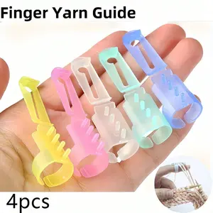 Mixed Color Crochet Thread Guide Set, Includes Plastic Finger Protectors & Cat Ear Markers, Knitting & Crocheting Accessories Kit, Beginner Tool Box