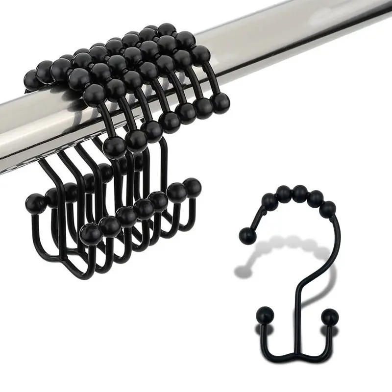12PCS Chrome Stainless Steel Mountain-Shaped Decorative Shower Curtain Hooks Set, Rustproof, Smooth Easy-Glide, Durable, Easy-Installation, Cost-Effective for Apartment & Dormitory Bathroom homedecor