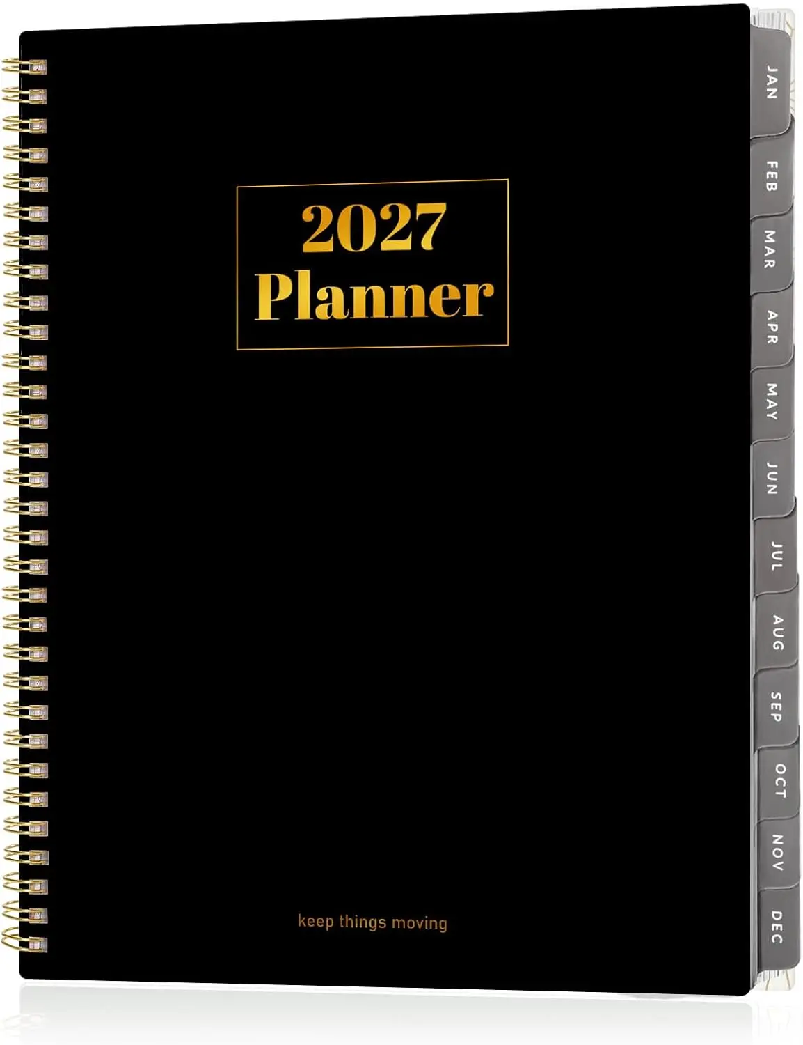 SUNEE 2027 Planner, 12 Month Weekly & Monthly Planner with Tabs, January-December 2027, 8.5" x 11" Spiral Bound Planner with Notes & Lay-Flat Design, Black