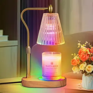 Dimmable Candle Warmer Lamp with RGB Mode & Timer, Electric Melting Lamps for Jar Candles, Wax Melt Warmers for  Bedroom Decor (8 Colors LED Changing)