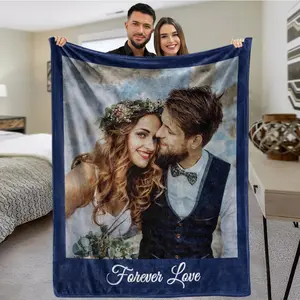 Custom Blanket with Picture Boyfriend Girlfriend Gifts、 Personalized Couples Gifts Customized Photos Blankets、 I Love You Birthday Gifts for Men Wife Husband