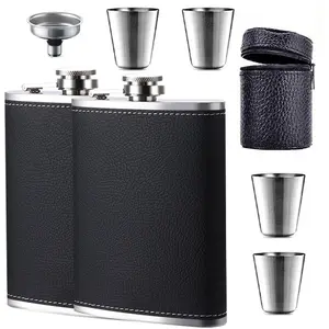 8oz Hip Flask Stainless Steel Swing Top Flask Alcohol Drinking Flasks with Funnel Glitter Drinking Pot Leak-Proof Portable Liquor Flask