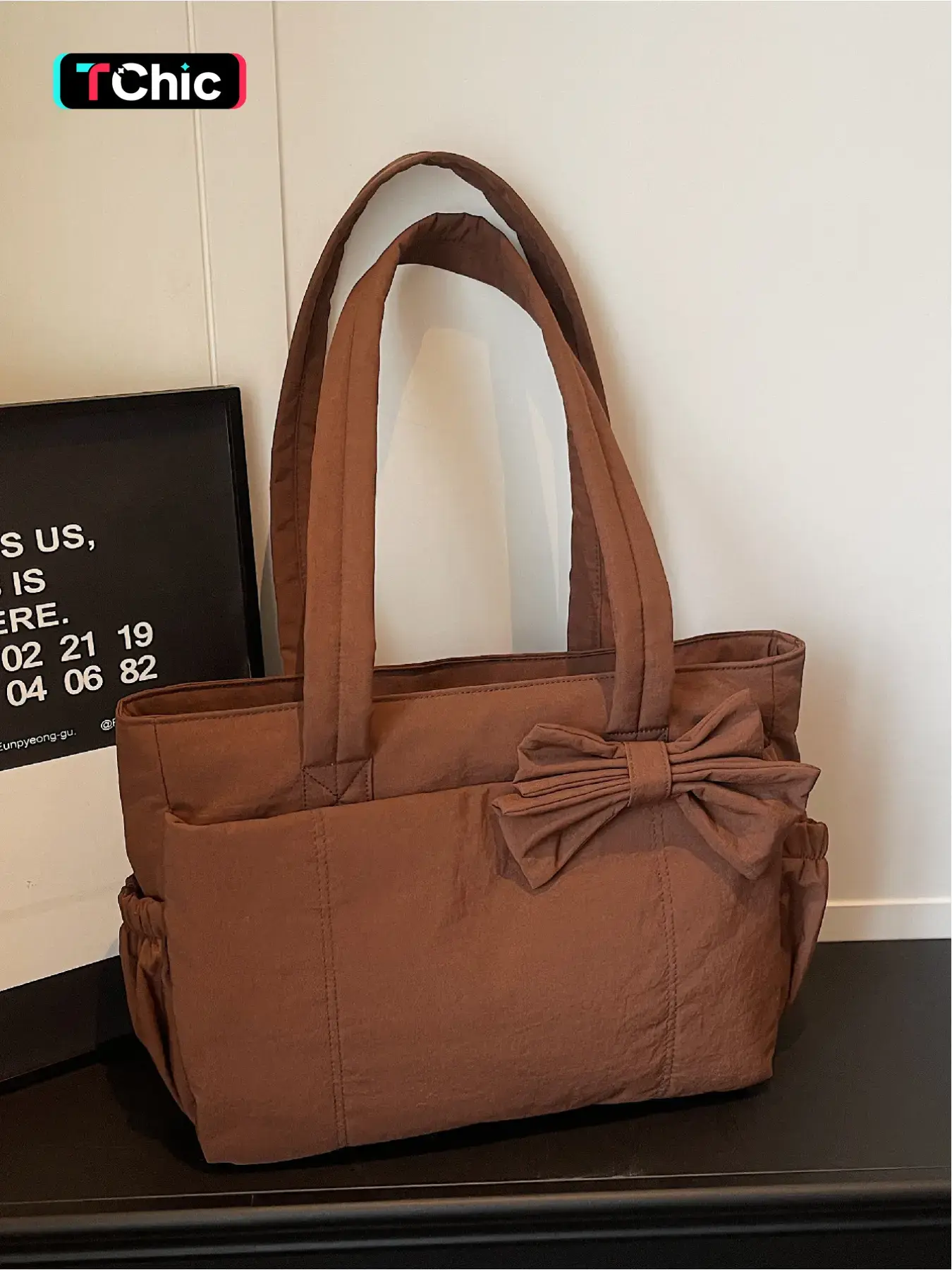 Casual large capacity bow design tote bag, Casual commuter bag, yoga bag, shoulder bag, retro lazy style canvas armpit bag, daily work, shopping, travel, outdoor handbag