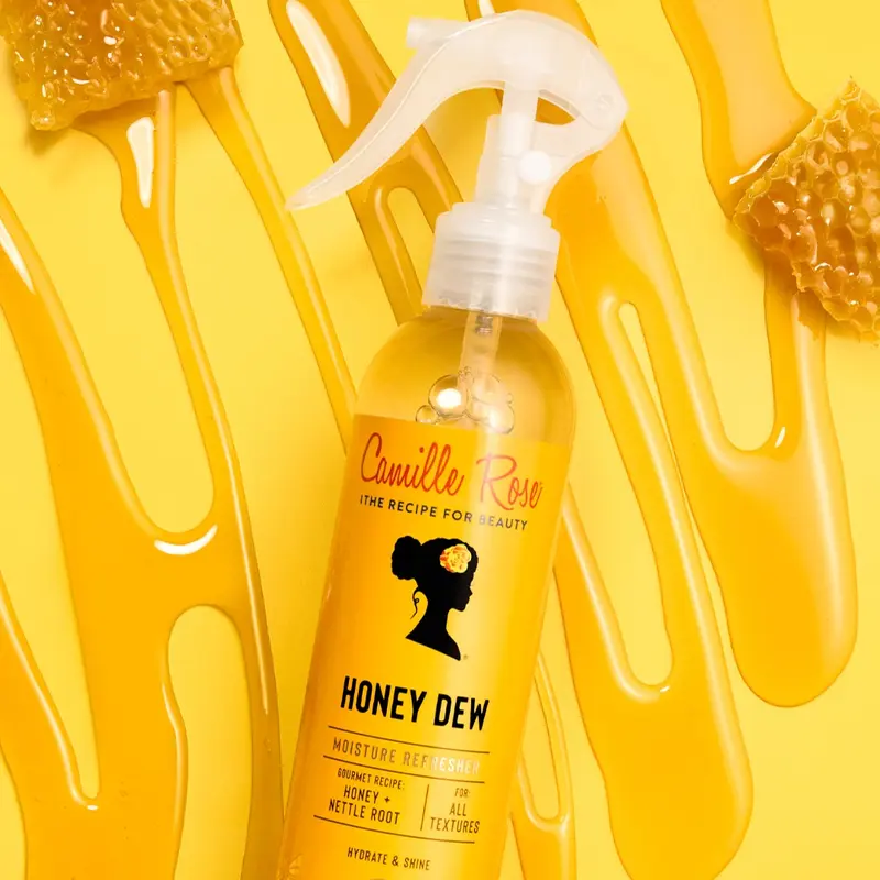 Camille Rose Honey Dew Liquid Moisture Refresher - Lightweight Hydrating Spray with Honey, Nettle Root & Castor Oil for Shine, Slip & Softness - Natural Hair, All Textures